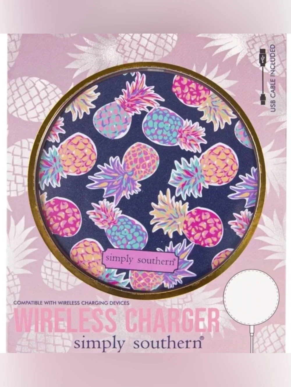 Simply Southern Pink Pineapple Wireless Charger